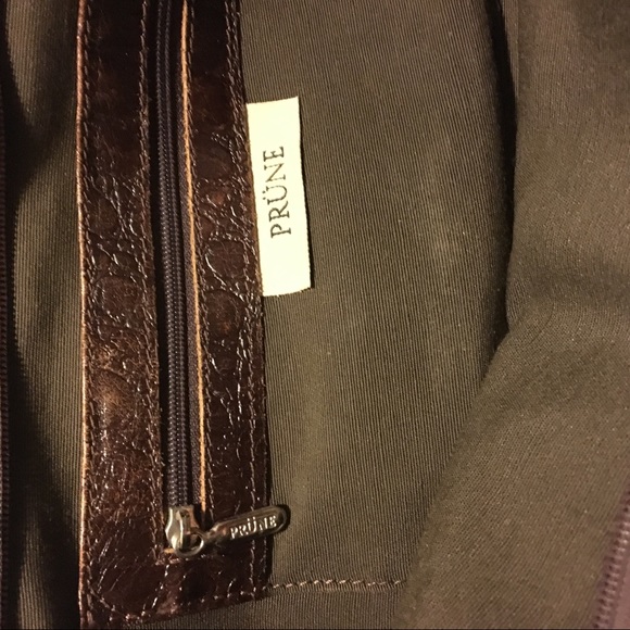 PRUNE DARK BROWN ALLIGATOR EMBOSSED SATCHEL NEW - Picture 6 of 7